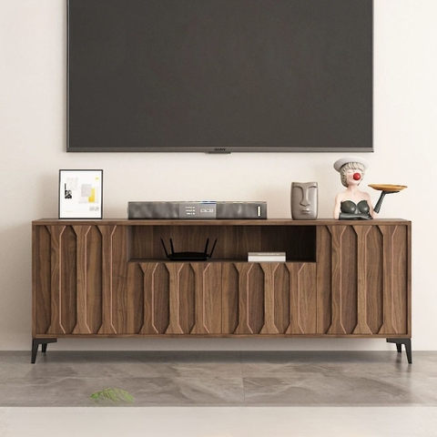 Kệ Tivi Phòng Khách Cánh Tủ Thanh Dọc Nổi 240x40x70cm Yapi-924
