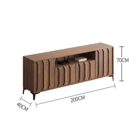 Kệ Tivi Phòng Khách Cánh Tủ Thanh Dọc Nổi 240x40x70cm Yapi-924