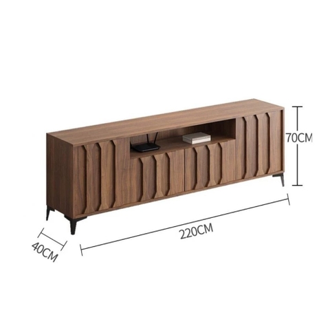 Kệ Tivi Phòng Khách Cánh Tủ Thanh Dọc Nổi 240x40x70cm Yapi-924