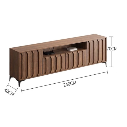 Kệ Tivi Phòng Khách Cánh Tủ Thanh Dọc Nổi 240x40x70cm Yapi-924