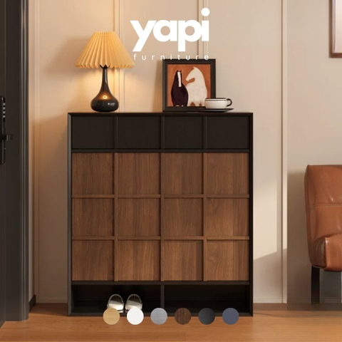Tủ Giày Dép Gỗ Vân Gỗ Nổi Hiện Đại Nhiều Ngăn 160x39x110cm Yapi-336