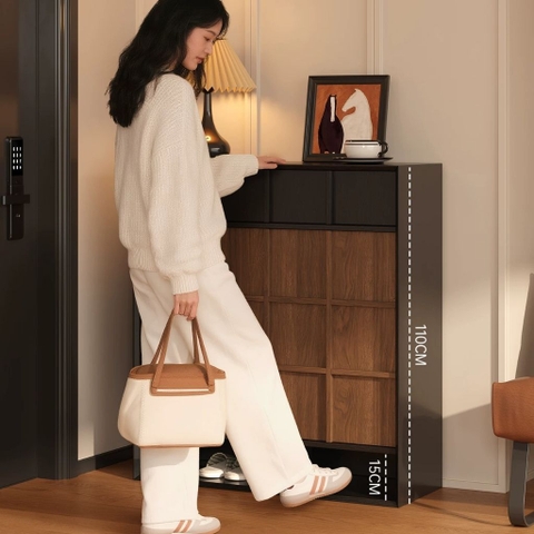 Tủ Giày Dép Gỗ Vân Gỗ Nổi Hiện Đại Nhiều Ngăn 160x39x110cm Yapi-336