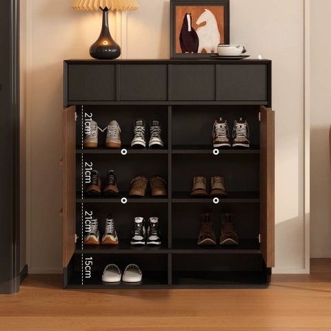 Tủ Giày Dép Gỗ Vân Gỗ Nổi Hiện Đại Nhiều Ngăn 160x39x110cm Yapi-336