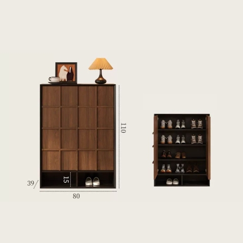 Tủ Giày Dép Gỗ Vân Gỗ Nổi Hiện Đại Nhiều Ngăn 160x39x110cm Yapi-336