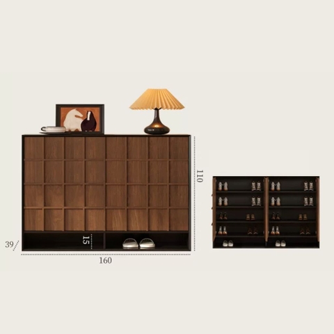 Tủ Giày Dép Gỗ Vân Gỗ Nổi Hiện Đại Nhiều Ngăn 160x39x110cm Yapi-336