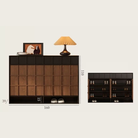 Tủ Giày Dép Gỗ Vân Gỗ Nổi Hiện Đại Nhiều Ngăn 160x39x110cm Yapi-336