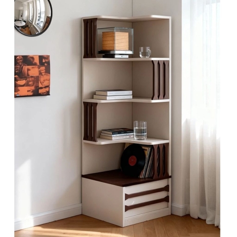 Kệ Sách Chữ L Nhiều Tầng Hiện Đại Kèm Ngăn Kéo 45x45x198cm Yapi-671