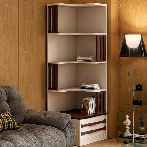 Kệ Sách Chữ L Nhiều Tầng Hiện Đại Kèm Ngăn Kéo 45x45x198cm Yapi-671