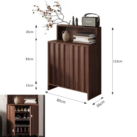 Tủ Giày Dép Cánh Vân Gỗ Dọc Hiện Đại 200x38x95cm Yapi-335