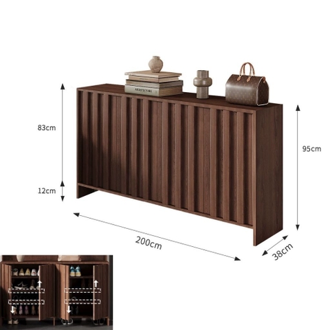 Tủ Giày Dép Cánh Vân Gỗ Dọc Hiện Đại 200x38x95cm Yapi-335