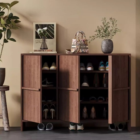Tủ Giày Dép Gỗ Hiện Đại Nhiều Ngăn Thiết Kế Ô Vuông 160x40x95cm Yapi-334