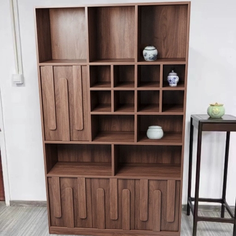 Kệ Sách Gỗ MDF Vân Gỗ Nổi Nhiều Ngăn, Trang Trí Phòng Khách 160x35x200cm Yapi-128