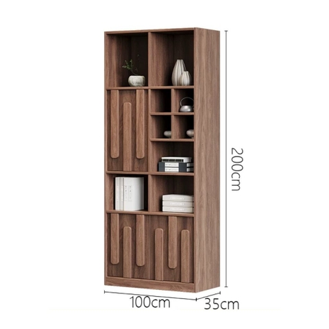Kệ Sách Gỗ MDF Vân Gỗ Nổi Nhiều Ngăn, Trang Trí Phòng Khách 160x35x200cm Yapi-128
