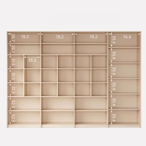 Kệ Sách Thanh Gỗ Dọc Kèm Đèn LED Nhiều Ngăn Hiện Đại 320x35x230cm Yapi-675