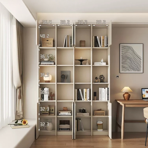 Kệ Sách Thanh Gỗ Dọc Nhiều Ngăn Hiện Đại  240x35x240cmYapi-673