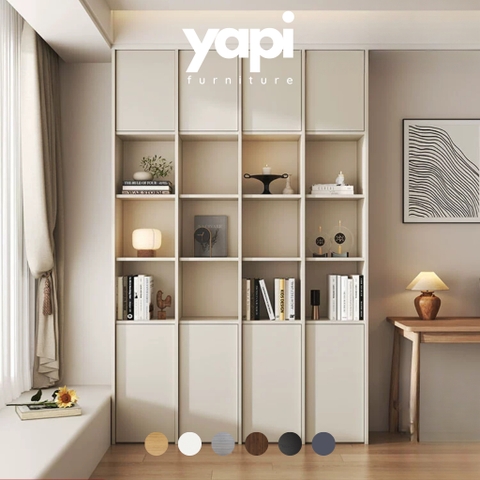 Kệ Sách Thanh Gỗ Dọc Nhiều Ngăn Hiện Đại  240x35x240cmYapi-673