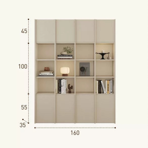 Kệ Sách Thanh Gỗ Dọc Nhiều Ngăn Hiện Đại  240x35x240cmYapi-673