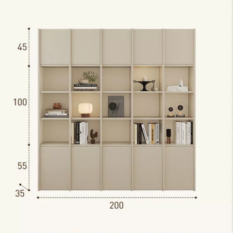 Kệ Sách Thanh Gỗ Dọc Nhiều Ngăn Hiện Đại  240x35x240cmYapi-673