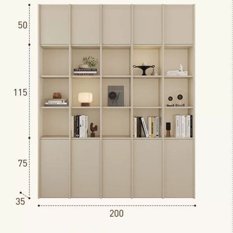Kệ Sách Thanh Gỗ Dọc Nhiều Ngăn Hiện Đại  240x35x240cmYapi-673