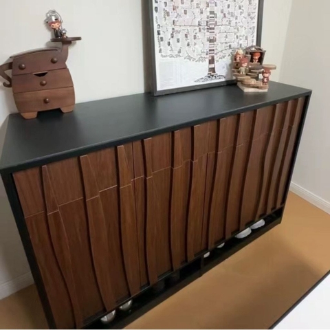 Tủ Giày Kết Hợp Giá Treo Đa Năng Vân Gỗ Sóng Hiện Đại 160x40x200cm Yapi-337