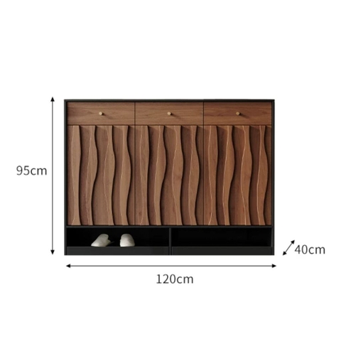 Tủ Giày Kết Hợp Giá Treo Đa Năng Vân Gỗ Sóng Hiện Đại 160x40x200cm Yapi-337