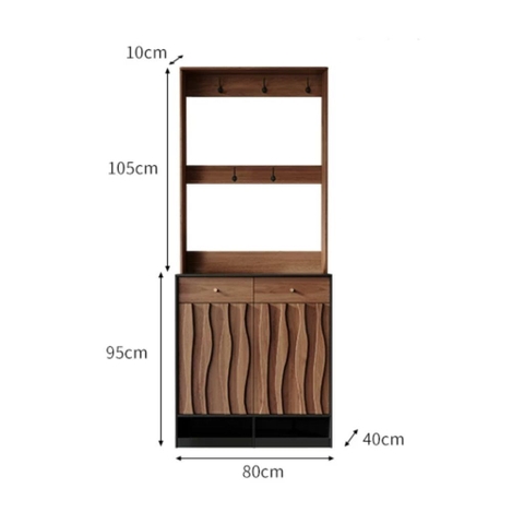 Tủ Giày Kết Hợp Giá Treo Đa Năng Vân Gỗ Sóng Hiện Đại 160x40x200cm Yapi-337