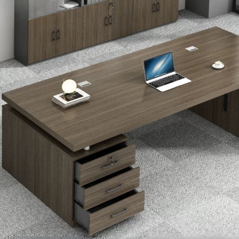 Bàn Làm Việc Lãnh Đạo Gỗ MDF Kèm Ngăn Kéo, Nội Thất Văn Phòng 180x80x75cm Yapi-BLD007