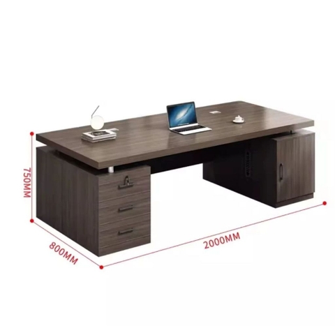 Bàn Làm Việc Lãnh Đạo Gỗ MDF Kèm Ngăn Kéo, Nội Thất Văn Phòng 180x80x75cm Yapi-BLD007