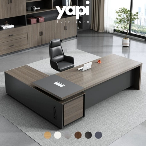 Bàn Làm Việc Lãnh Đạo Chữ L, Phối Màu Hiện Đại Cho Văn Phòng 180x160x75cm Yapi-BLD008