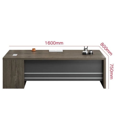 Bàn Làm Việc Lãnh Đạo Hiện Đại Màu Xám, Kèm Tủ Phụ 200x80x75cm Yapi-BLD013