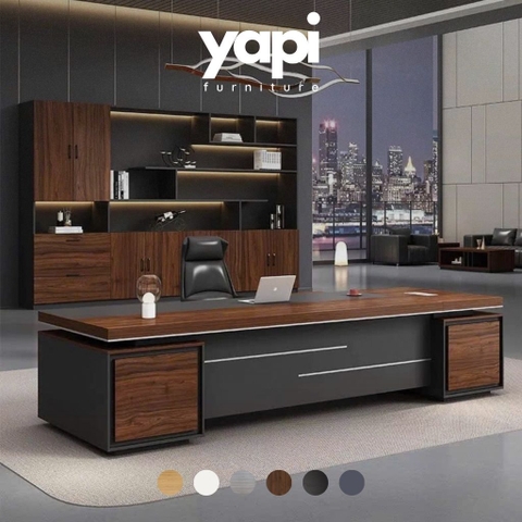 Bàn Làm Việc Lãnh Đạo Hiện Đại Chữ L Cho Văn Phòng 200x160x75cm Yapi-BLD014