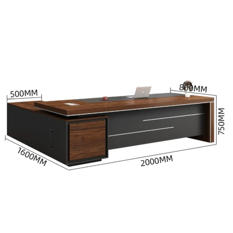 Bàn Làm Việc Lãnh Đạo Hiện Đại Chữ L Cho Văn Phòng 200x160x75cm Yapi-BLD014