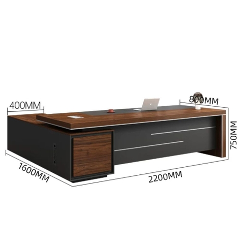 Bàn Làm Việc Lãnh Đạo Hiện Đại Chữ L Cho Văn Phòng 200x160x75cm Yapi-BLD014