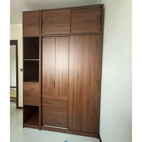 Tủ Quần Áo Cánh Lùa Gỗ MDF Tích Hợp Kệ Trang Trí Và Tủ Phụ 200x60x250 Yapi-265
