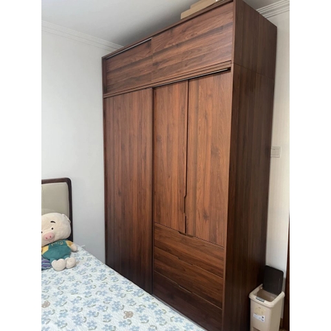 Tủ Quần Áo Cánh Lùa Gỗ MDF Tích Hợp Kệ Trang Trí Và Tủ Phụ 200x60x250 Yapi-265