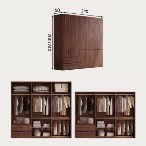 Tủ Quần Áo Gỗ MDF Thiết Kế Cánh Bo Tròn Sang Trọng 200x60x240cm Yapi-267