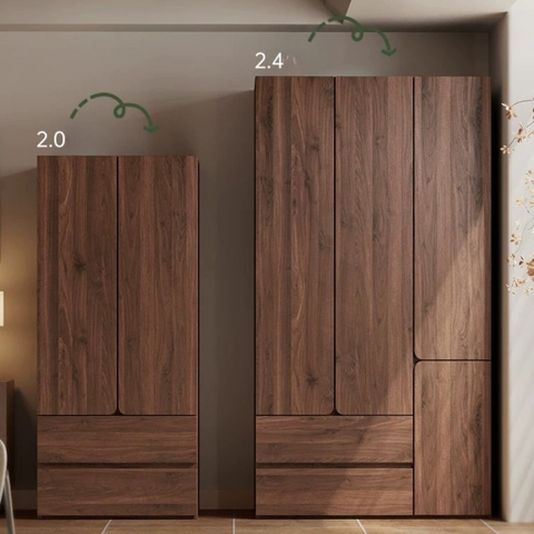Tủ Quần Áo Gỗ MDF Thiết Kế Cánh Bo Tròn Sang Trọng 200x60x240cm Yapi-267