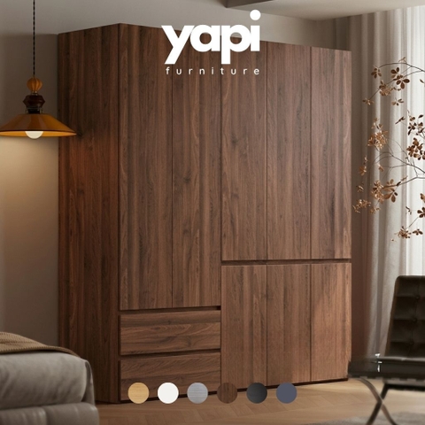 Tủ Quần Áo Gỗ MDF Kèm Ngăn Kéo Tiện Lợi Cho Phòng Ngủ 200x60x240 Yapi-268