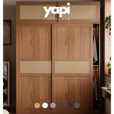 Tủ Quần Áo Cửa Lùa Cánh Mây Đơn Giản Phòng Ngủ 240x60x248cm Yapi-271