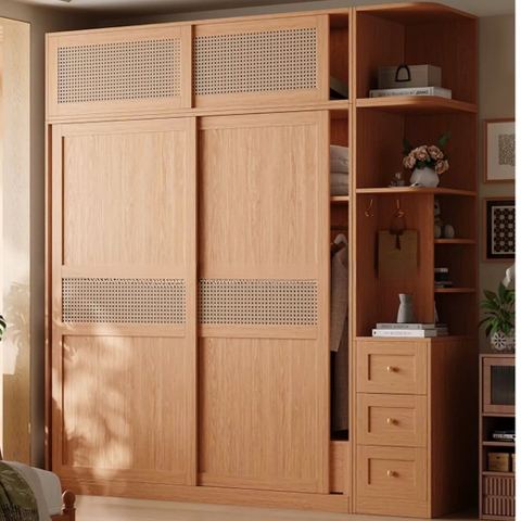 Tủ Quần Áo Cửa Lùa Cánh Mây Đơn Giản Phòng Ngủ 240x60x248cm Yapi-271