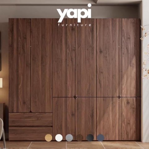 Tủ Quần Áo Gỗ MDF Thiết Kế Cánh Bo Tròn Sang Trọng 200x60x240cm Yapi-267