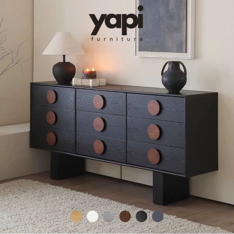 Tủ Đựng Đồ Trang Trí Ngăn Kéo Tay Nắm Tròn Hiện Đại 180x40x90cm Yapi-129