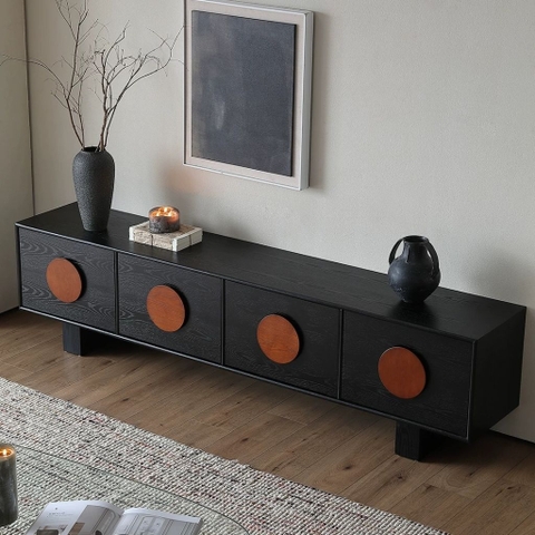 Kệ Tivi Trang Trí Phòng Khách 4 Ngăn Kéo Kèm Tay Nắm Tròn Hiện Đại 220x40x55cm Yapi-926