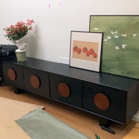 Kệ Tivi Trang Trí Phòng Khách 4 Ngăn Kéo Kèm Tay Nắm Tròn Hiện Đại 220x40x55cm Yapi-926
