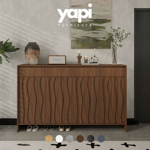 Tủ Giày Dép Kèm Ngăn Kéo Vân Gỗ Sóng Hiện Đại 160x40x110cm, Yapi-340