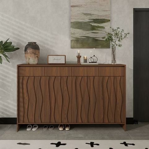Tủ Giày Dép Kèm Ngăn Kéo Vân Gỗ Sóng Hiện Đại 160x40x110cm, Yapi-340