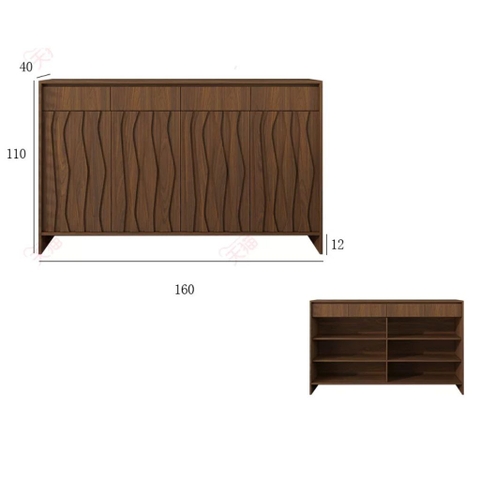Tủ Giày Dép Kèm Ngăn Kéo Vân Gỗ Sóng Hiện Đại 160x40x110cm, Yapi-340