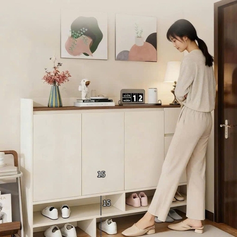 Tủ Giày Dép Kèm Ngăn Kéo Phối Màu Hiện Đại Cho Căn Hộ 160x36x110cm, Yapi-339