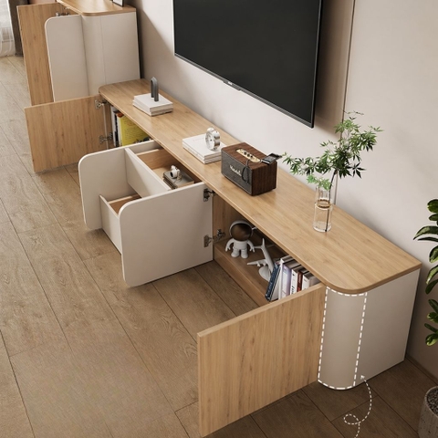 Kệ Tivi Bo Cong Cho Phòng Khách Hiện Đại 200x35x45cm Yapi-927