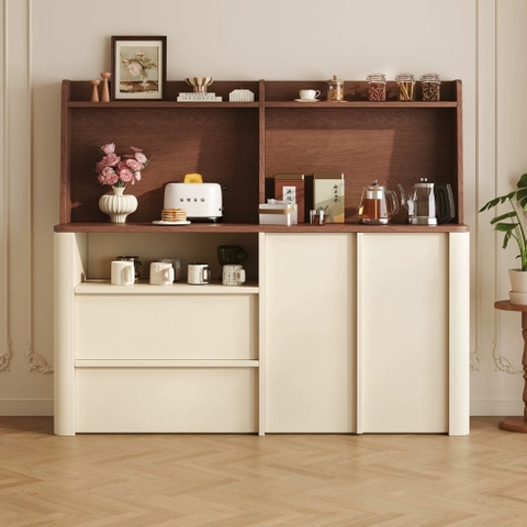 Tủ Đựng Đồ Phòng Bếp Kèm Ngăn Kéo Góc Bo Cong 160x40x150cm Yapi-TB006